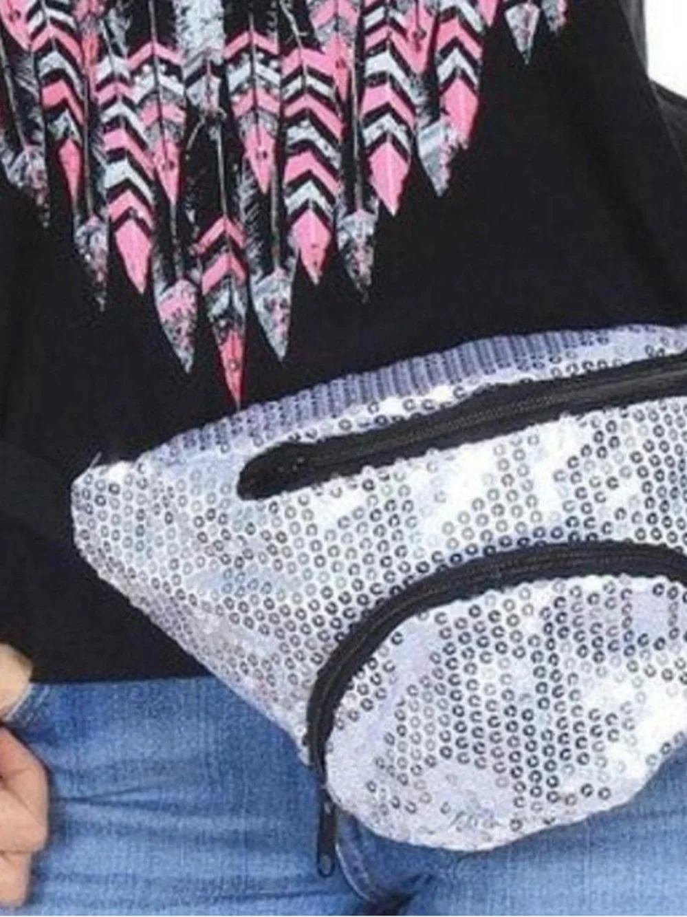 Tipsy Elves Extreme 80’s Retro Vibe Unisex Silver Sequin Fanny Pack NIP